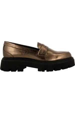 Gioseppo Sko, Dame, Brun, 41 EU, Læder, Metallic Loafers i blygrå