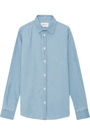 NN.07 Skjorte, Herre, Blå, 2XL, Denim, Denim skjorte med perlemorsknapper