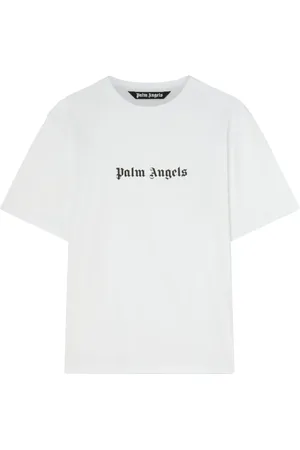 Palm Angels Top, Herre, Hvid, XL, Bomuld, Logo Print Crew Neck T-shirts
