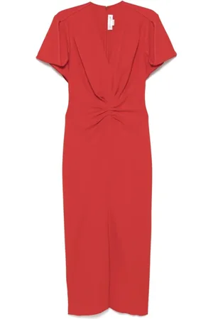 Victoria Beckham Kjole, Dame, Rød, M, Rød Puffærme Lang Kjole