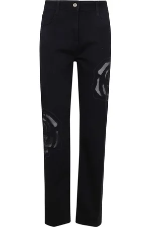 Blugirl Jeans, Dame, Sort, W27, Sort Blomstret Broderet Straight Leg Jeans
