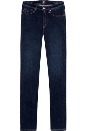 sartoria tramarossa Jeans, Herre, Blå, W32, Suede, Mørkeblå Regular Fit Jeans med Suede Patch