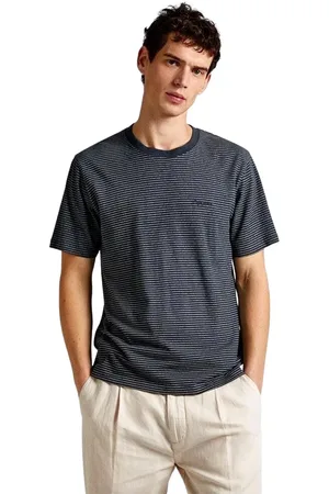 Pepe Jeans Top, Herre, Grå, 2XL, Bomuld, Stribet herre T-shirt Carlisle Pm509387