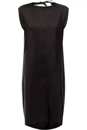 Maison Margiela Kjole, Dame, Sort, S, Elegant Midi Kjole med V-Ryg