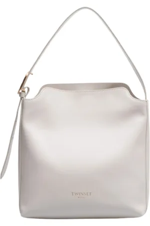 Twin-Set Taske, Dame, Grå, ONE SIZE, Uld, Jolie Hobo Taske i Glat Kalveskind