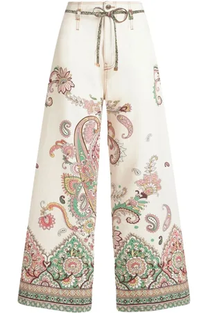 Etro Jeans, Dame, Flerfarvet, W27, Uld, Stilfulde Wide Leg Jeans