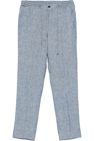 corneliani Bukser, Herre, Blå, 2XL, Linned, Linned trækbukser med lommer