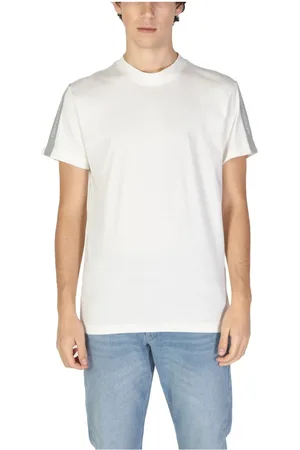 Calvin Klein Top, Herre, Hvid, S, Bomuld, Beige Bomuld T-shirt, Kort Ærme