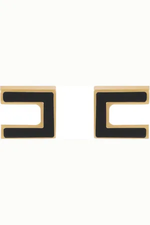 Elisabetta Franchi Tilbehør, Dame, Sort, ONE SIZE, Logo Double C Metal Øreringe