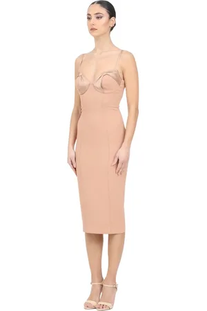 Elisabetta Franchi Kjole, Dame, , L, Polyester, Midi Kjole med Hjerteudskæring