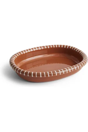 Hay Home, unisex, Brun, ONE SIZE, Stribet oval skål i ler