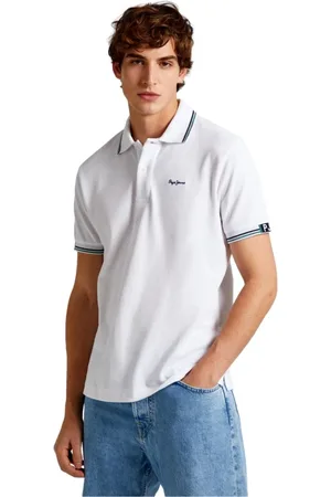 Pepe Jeans Top, Herre, Hvid, 2XL, Bomuld, Bomber Print Bomuld Piqué Polo Skjorte