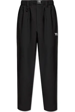 Y-3 Bukser, Herre, Sort, XL, Polyester, Bukser med trykt logo