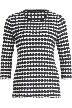 Betty Barclay Top, Dame, Blå, L, Stribet Basis T-shirt med 3/4 Ærmer