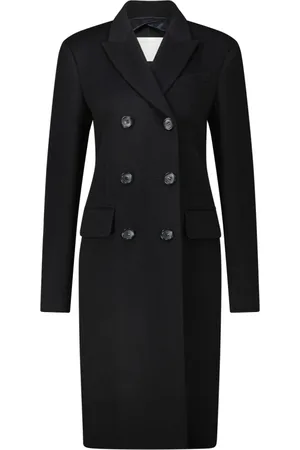 Sportmax Frakke, Dame, Sort, 3XS, Uld, Uldfrakke Morgana med feminine detaljer