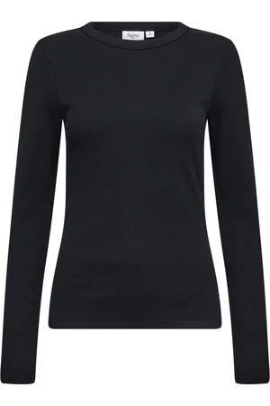 Saint Tropez Top, Dame, Sort, M, Uld, Sort langærmet bluse