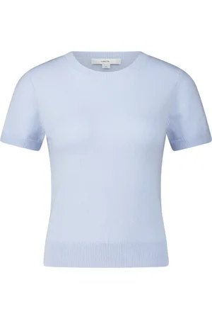 Vince Strik, Dame, Blå, L, Kashmir kortærmet sweater