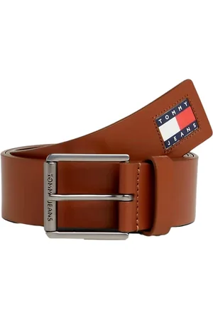 Tommy Hilfiger Tilbehør, Herre, Brun, 100 CM, Læder, Læderbælte med firkantet spænde