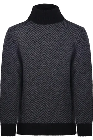 OFFICINE GENERALE Strik, Herre, Grå, XL, Uld, Sort Herring Sweater