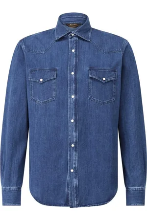 MOORER Skjorte, Herre, Blå, 2XL, Denim, Klassisk Denim Skjorte