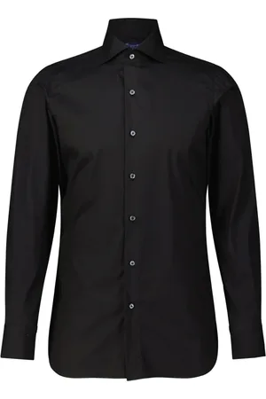 Finamore Skjorte, Herre, Sort, 4XL, Uld, Moderne Forretningsskjorte Napoli-Eduardo