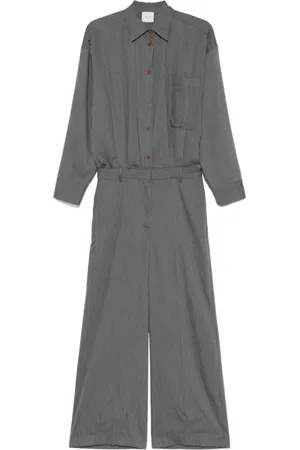 ALYSI Jumpsuits & Playsuits, Dame, Grå, S, Ash Grey Knap-Up Kjole