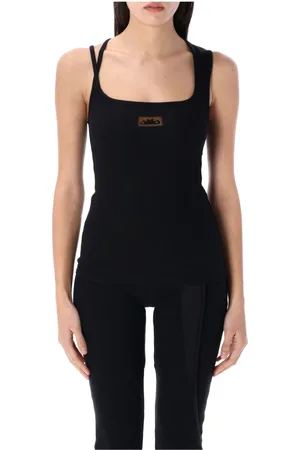 OTTOLINGER Top, Dame, Sort, M, Bomuld, Sort Rib Tank Top Firkantet Halsudskæring