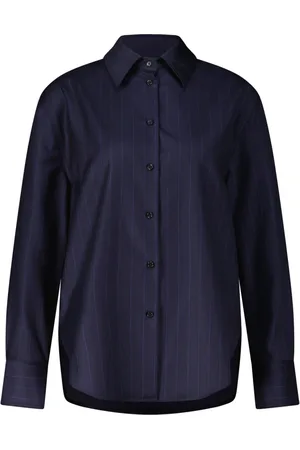 Loulou Studio Bluser & Skjorter, Dame, Blå, XS, Uld, Stribet Skjorte Gisele