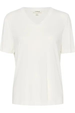 Soaked in Luxury Top, Dame, Hvid, L, Uld, Løstsiddende V-hals Top Hvid