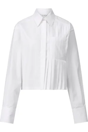 Sportmax Bluser & Skjorter, Dame, Hvid, 2XL, Tyl, Plisseret Hemdbluse Deborah