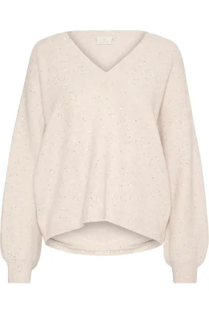 Kaffe Strik, Dame, , M, Uld, Fjer Grå Melange Strik Pullover