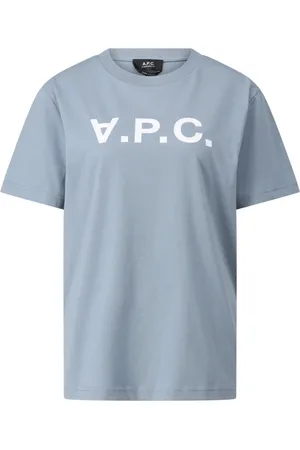 A.P.C. Top, Dame, Blå, S, Uld, Logo T-shirt, Komfortabel og Stilfuld