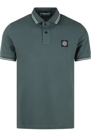 Stone Island Top, Herre, Grøn, 2XL, Bomuld, Logo Polo Shirt Slim Fit Ss25