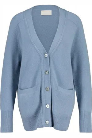 Hemisphere Strik, Dame, Blå, S, Cashmere, Kashmir Cardigan med Logo Knapper