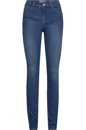 Mos Mosh Jeans, Dame, Blå, W29, Bomuld, Slim-fit High Waist Deluxe Jeans