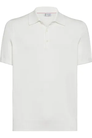 Brunello Cucinelli Top, Herre, Hvid, M, Bomuld, Hvid Polo Shirt Klassisk Stil