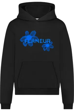 FLÂNEUR Sweathshirts & Hoodies, Herre, Sort, XL, Akvarel Blomster Hættetrøje
