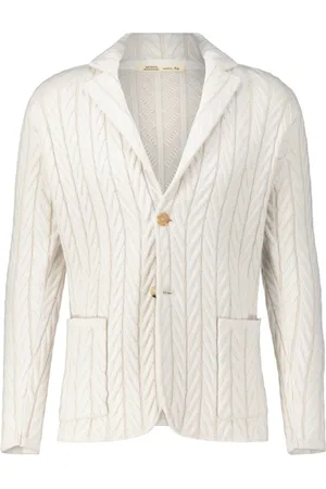 MAURIZIO BALDASSARI Strik, Herre, Hvid, 2XL, Kashmir Cardigan Blazer Stil