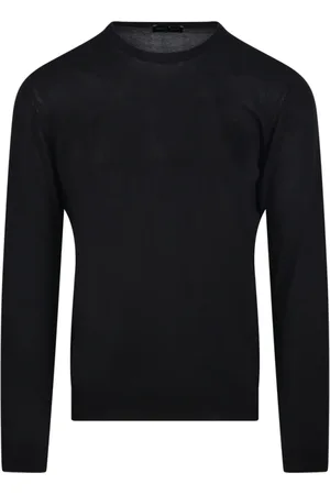 Roberto Collina Strik, Herre, Sort, M, Bomuld, Sort Rund Hals Sweater Rb1009