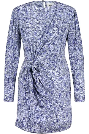 Isabel Marant Kjole, Dame, Blå, XS, Printet Kjole med Taljedetalje