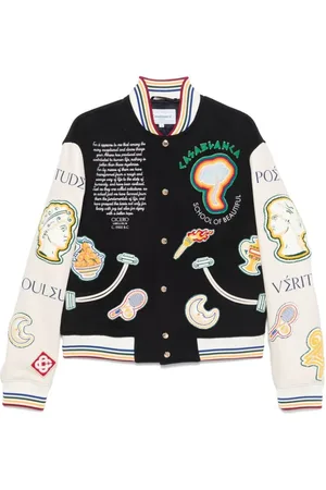 Casablanca Jakke, Herre, Flerfarvet, M, Uld, Chenille Patchwork Baseball Jakke