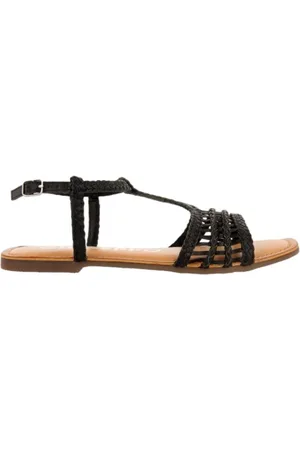 Gioseppo Sko, Dame, Sort, 37 EU, Læder, Flettede Læderflade Sandaler