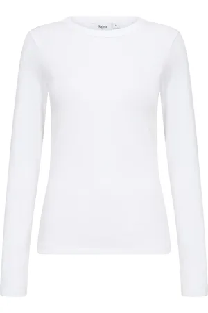 Saint Tropez Top, Dame, Hvid, M, Bomuld, Hvid Langærmet Bluse