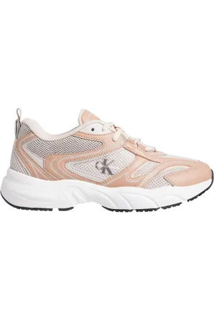 Calvin Klein Sko, Dame, Lyserød, 41 EU, Beige Sporty Syntetisk Gummisål Sneakers
