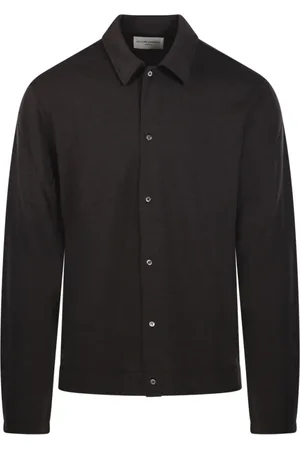 OFFICINE GENERALE Skjorte, Herre, Brun, L, Uld, Mørk Kaffe Cardigan