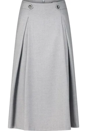 SEDUCTIVE Nederdel, Dame, Grå, XL, Elegant Plisseret Midi Nederdel