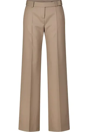 Windsor Bukser, Dame, Brun, 3XL, Uld, Behagelige uld brede bukser