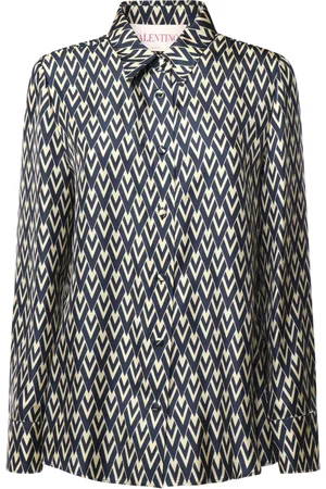 VALENTINO GARAVANI Bluser & Skjorter, Dame, Grøn, S, Grøn Silke Slim Fit Skjorte