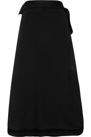 Y-3 Nederdel, Dame, Sort, XS, Logo Print Asymmetrisk Nederdel