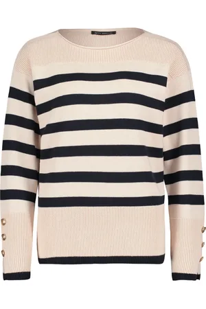 Betty Barclay Strik, Dame, , 2XL, Uld, Stribet Striktrøje med Knappede Ærmer